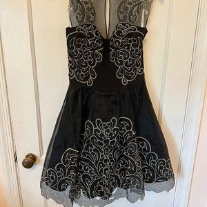 Karen Millen Black Party Dress with Gold Appliqué